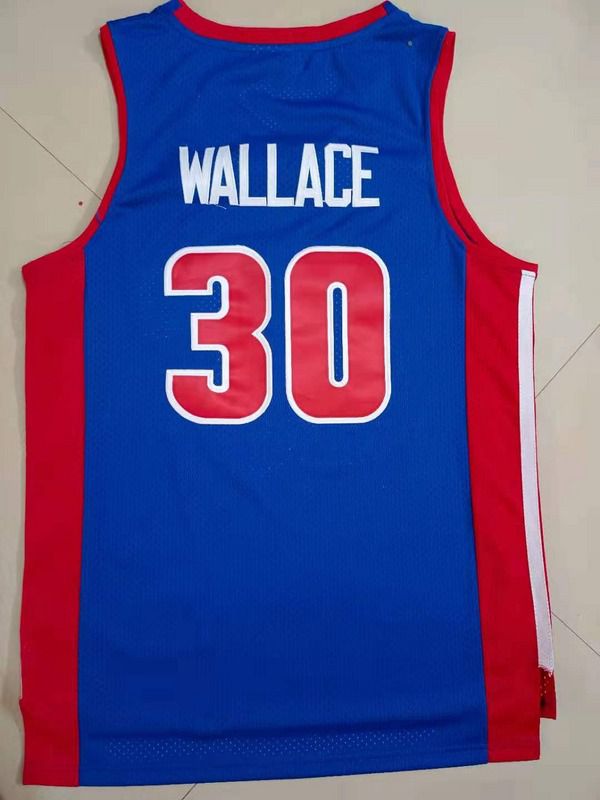 Men Detroit Pistons #30 Wallace Blue Throwback 2021 NBA Jersey